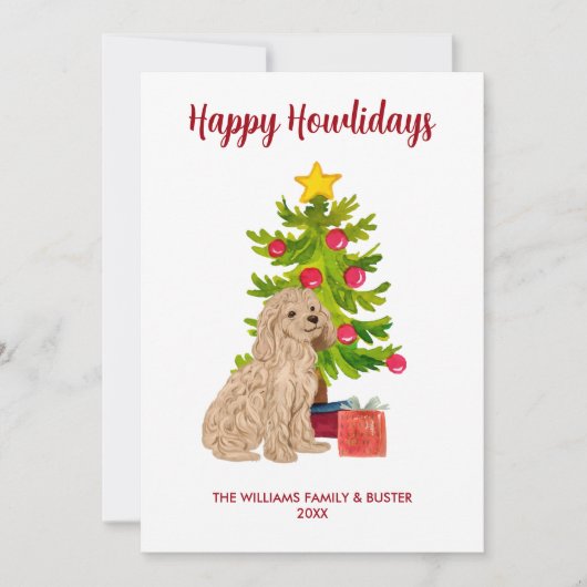 Goldendoodle Hond Familie Kerstmis Feestdagenkaart (Voorkant)
