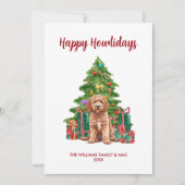 Goldendoodle Hond Familie Kerstmis Feestdagenkaart (Voorkant)
