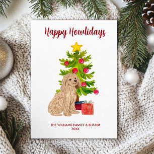 Goldendoodle Hond Familie Kerstmis Feestdagenkaart