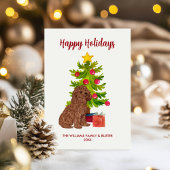 Goldendoodle Hond Familie Kerstmis Feestdagenkaart