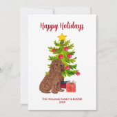 Goldendoodle Hond Familie Kerstmis Feestdagenkaart (Voorkant)