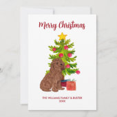 Goldendoodle Hond Familie Kerstmis Feestdagenkaart (Voorkant)