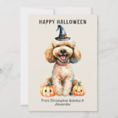 Goldendoodle Hond Gelukkig Halloween Feestdagenkaart (Voorkant)