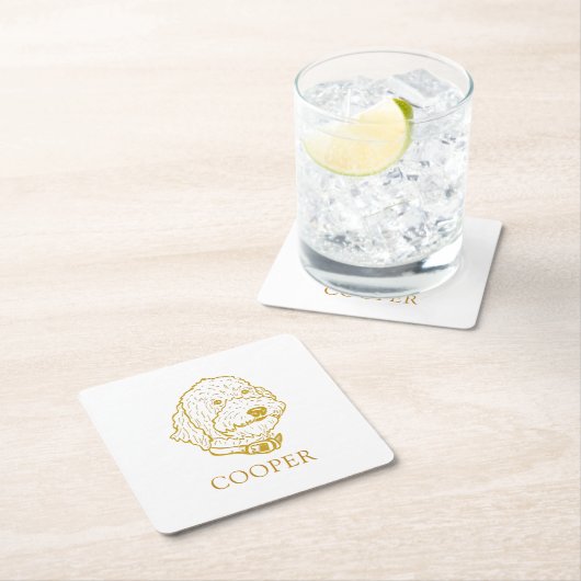 Goldendoodle Hond gepersonaliseerd Kartonnen Onderzetters (Insitu)