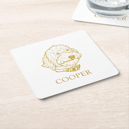 Goldendoodle Hond gepersonaliseerd Kartonnen Onderzetters (Schuin)