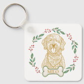 Goldendoodle Hond gepersonaliseerd Sleutelhanger (Voorkant)