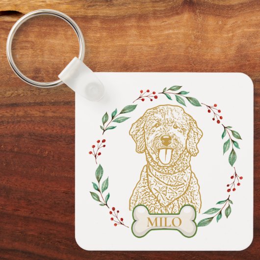 Goldendoodle Hond gepersonaliseerd Sleutelhanger (Voorkant)