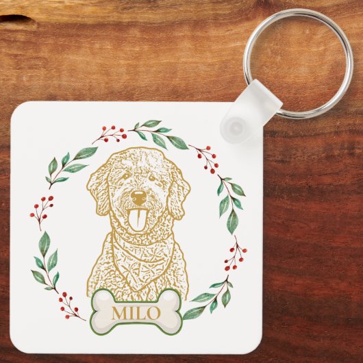 Goldendoodle Hond gepersonaliseerd Sleutelhanger (Achterkant)
