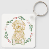 Goldendoodle Hond gepersonaliseerd Sleutelhanger (Achterkant)