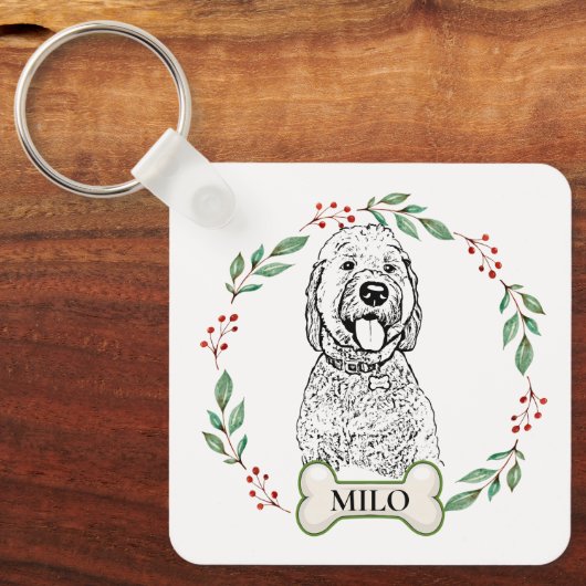 Goldendoodle Hond gepersonaliseerd Sleutelhanger (Voorkant)