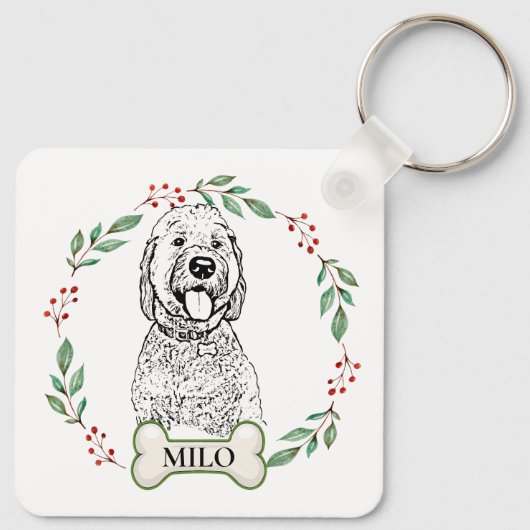 Goldendoodle Hond gepersonaliseerd Sleutelhanger (Achterkant)