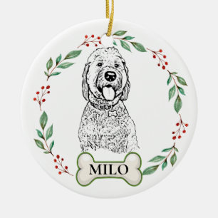 Goldendoodle Hond Gepersonaliseerde Hand Drawing C Keramisch Ornament