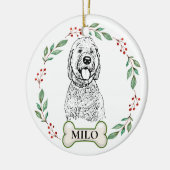 Goldendoodle Hond Gepersonaliseerde Hand Drawing C Keramisch Ornament (Links)