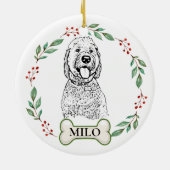 Goldendoodle Hond Gepersonaliseerde Hand Drawing C Keramisch Ornament (Achterkant)