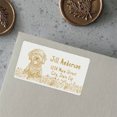 Goldendoodle Hond Gepersonaliseerde Hand Drawing Etiket