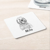 Goldendoodle Hond Gepersonaliseerde Hand Drawing Kartonnen Onderzetters (Schuin)