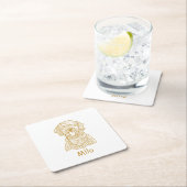 Goldendoodle Hond Gepersonaliseerde Hand Drawing Kartonnen Onderzetters (Insitu)