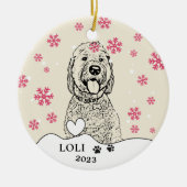 Goldendoodle Hond Gepersonaliseerde Hand Drawing Keramisch Ornament (Voorkant)