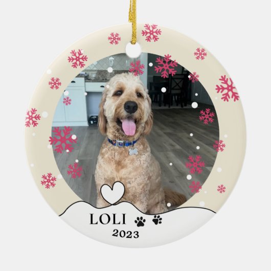 Goldendoodle Hond Gepersonaliseerde Hand Drawing Keramisch Ornament (Achterkant)