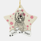 Goldendoodle Hond Gepersonaliseerde Hand Drawing Keramisch Ornament (Voorkant)