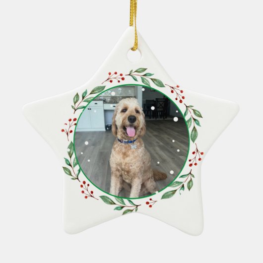 Goldendoodle Hond Gepersonaliseerde Hand Drawing Keramisch Ornament (Achterkant)