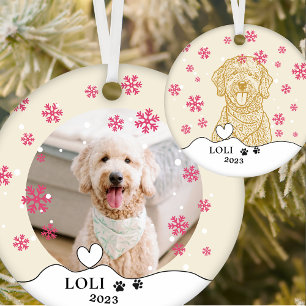 Goldendoodle Hond Gepersonaliseerde Hand Drawing Keramisch Ornament