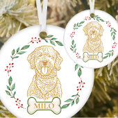 Goldendoodle Hond Gepersonaliseerde Hand Drawing Keramisch Ornament