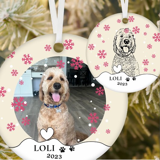 Goldendoodle Hond Gepersonaliseerde Hand Drawing Keramisch Ornament