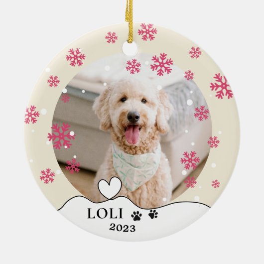 Goldendoodle Hond Gepersonaliseerde Hand Drawing Keramisch Ornament (Achterkant)