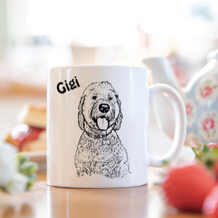 Goldendoodle Hond Gepersonaliseerde Hand Drawing Mok