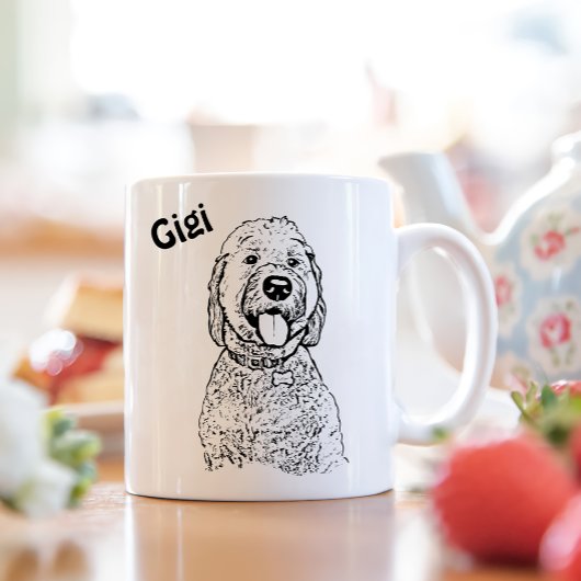 Goldendoodle Hond Gepersonaliseerde Hand Drawing Mok