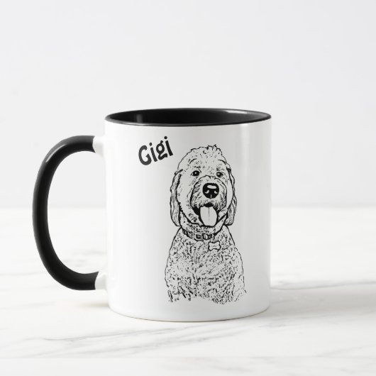 Goldendoodle Hond Gepersonaliseerde Hand Drawing Mok (Links)