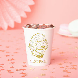 Goldendoodle Hond Gepersonaliseerde Hand Drawing Papieren Bekers
