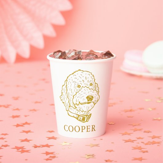 Goldendoodle Hond Gepersonaliseerde Hand Drawing Papieren Bekers (Insitu)