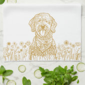 Goldendoodle Hond Gepersonaliseerde Hand Drawing Theedoek (Gevouwen)