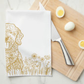 Goldendoodle Hond Gepersonaliseerde Hand Drawing Theedoek (Quarter Fold)