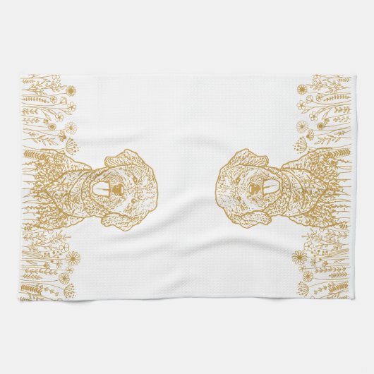 Goldendoodle Hond Gepersonaliseerde Hand Drawing Theedoek (Horizontaal)