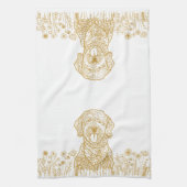 Goldendoodle Hond Gepersonaliseerde Hand Drawing Theedoek (Verticaal)