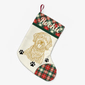 Goldendoodle Hond Gepersonaliseerde Kerstkous Kleine Kerstsok (Voorkant (Hangend))