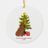 Goldendoodle Hond Gepersonaliseerde Kerstmis Keramisch Ornament (Voorkant)