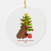 Goldendoodle Hond Gepersonaliseerde Kerstmis Keramisch Ornament (Achterkant)
