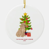Goldendoodle Hond Gepersonaliseerde Kerstmis Keramisch Ornament (Voorkant)