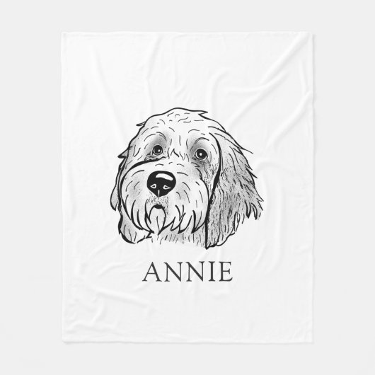 Goldendoodle Hond Gepersonaliseerde Tekening Fleece Deken (Voorkant)