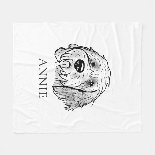 Goldendoodle Hond Gepersonaliseerde Tekening Fleece Deken (Voorkant (Horizontaal))