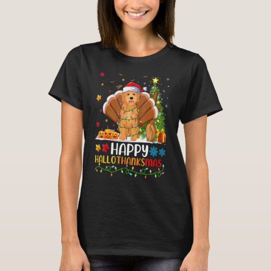 Goldendoodle Hond Goldendoodle Hellothanksmas T-shirt (Voorkant)