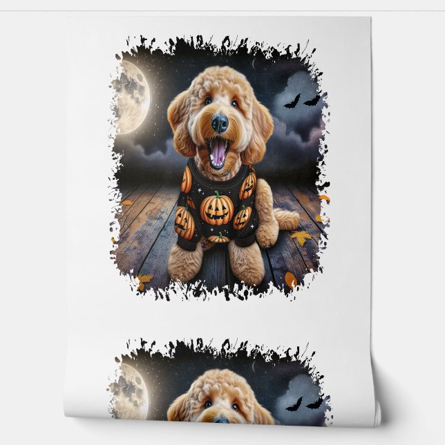 Goldendoodle Hond Halloween Behang (Afrollen)