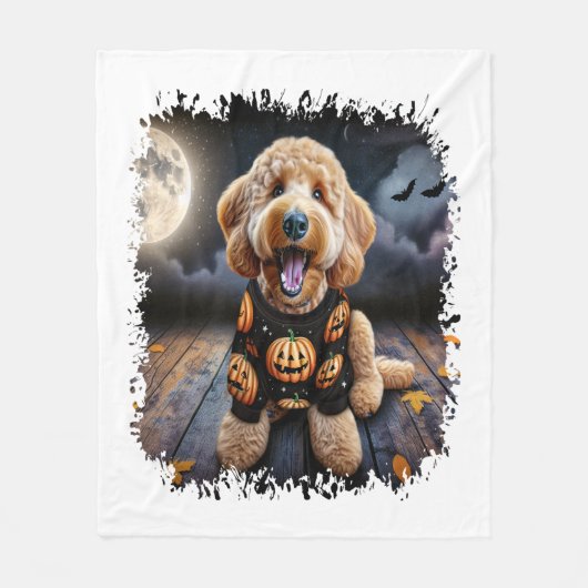 Goldendoodle Hond Halloween Fleece Deken (Voorkant)