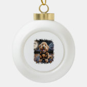 Goldendoodle Hond Halloween Keramische Bal Ornament (Voorkant)