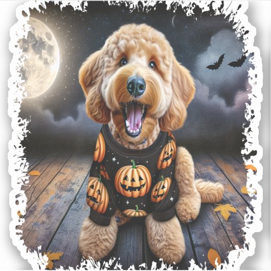 Goldendoodle Hond Halloween Sticker (Voorkant)