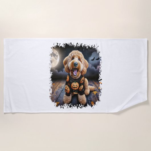 Goldendoodle Hond Halloween Strandlaken (Voorkant)